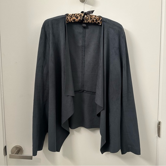Lane Bryant Faux Suede Waterfall Front Jacket - Picture 1 of 3